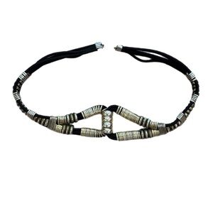 Vintage Belt Cord & Silver Metal Beaded 29.5" Unique Accessory Made in Korea